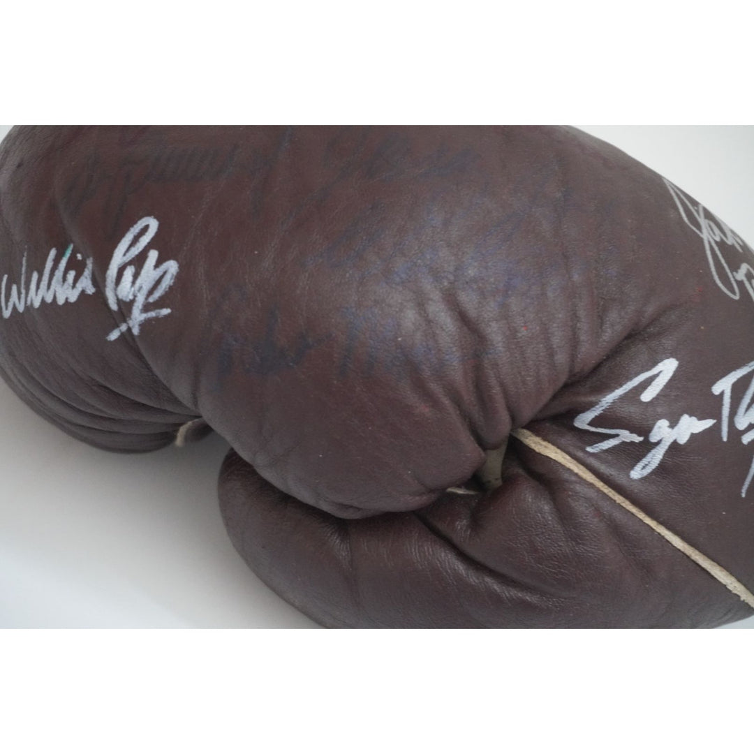 Muhammad Ali AKA Cassius Clay, Ingemar Johansson, Ken Norton, Jake LaMotta, Willie Pep, Sugar Ray Robinson, Jersey Joe Walcott boxing glove - Awesome Artifacts 