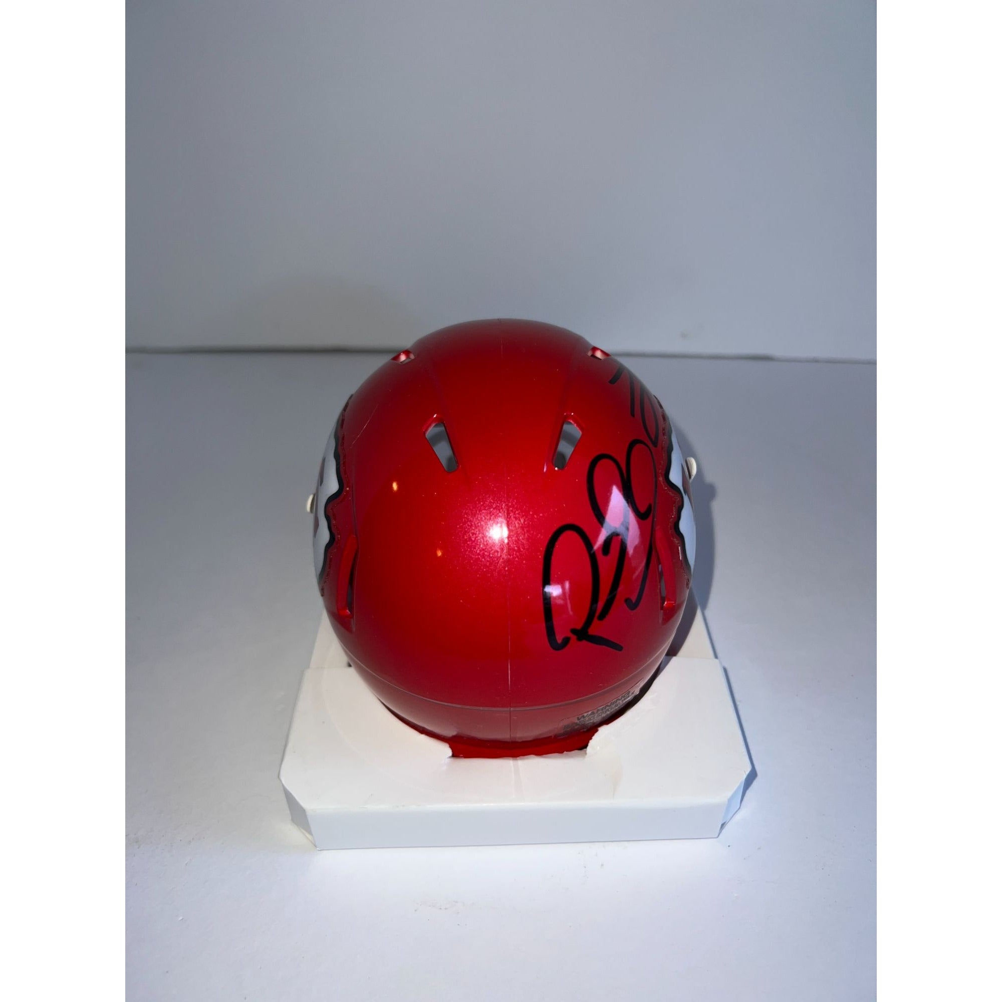 Patrick Mahomes and Travis Kelce Kansas City Chiefs mini helmet signed with proof free case