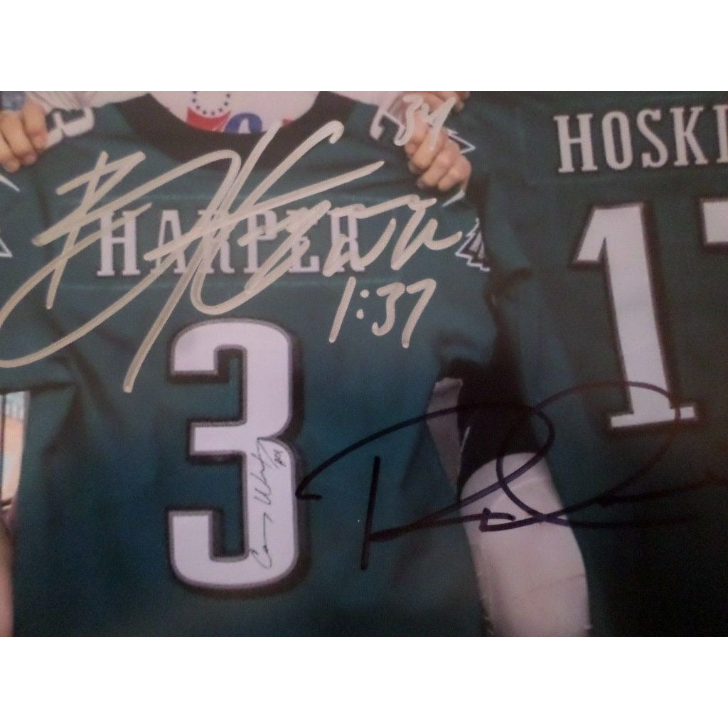 Carson Wentz Rhys Hoskins Bryce Harper 8 by 10 signed photo with proof