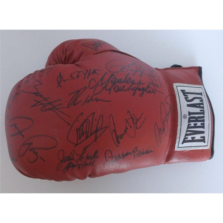 Jake LaMotta Marvin Hagler Carmen Basilio boxing Legend signed glove with proof