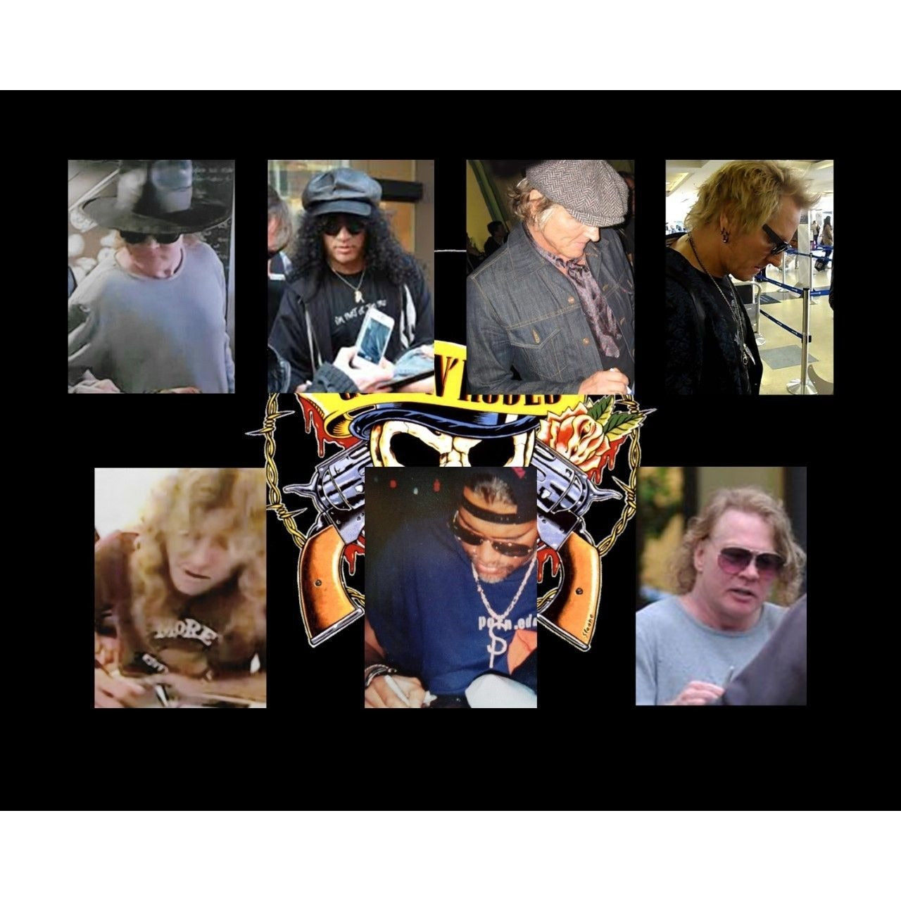 Axl Rose Saul Hudsen Slash Steven Adler Izzy stradlin Duff McKagan Guns N Roses electric guitar pickguard signed with proof