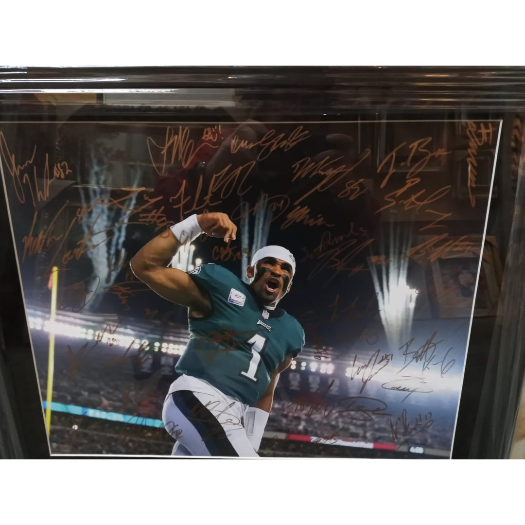 Jalen Hurts 2022 Philadelphia Eagles team signed 16x20 photo framed signed with proof