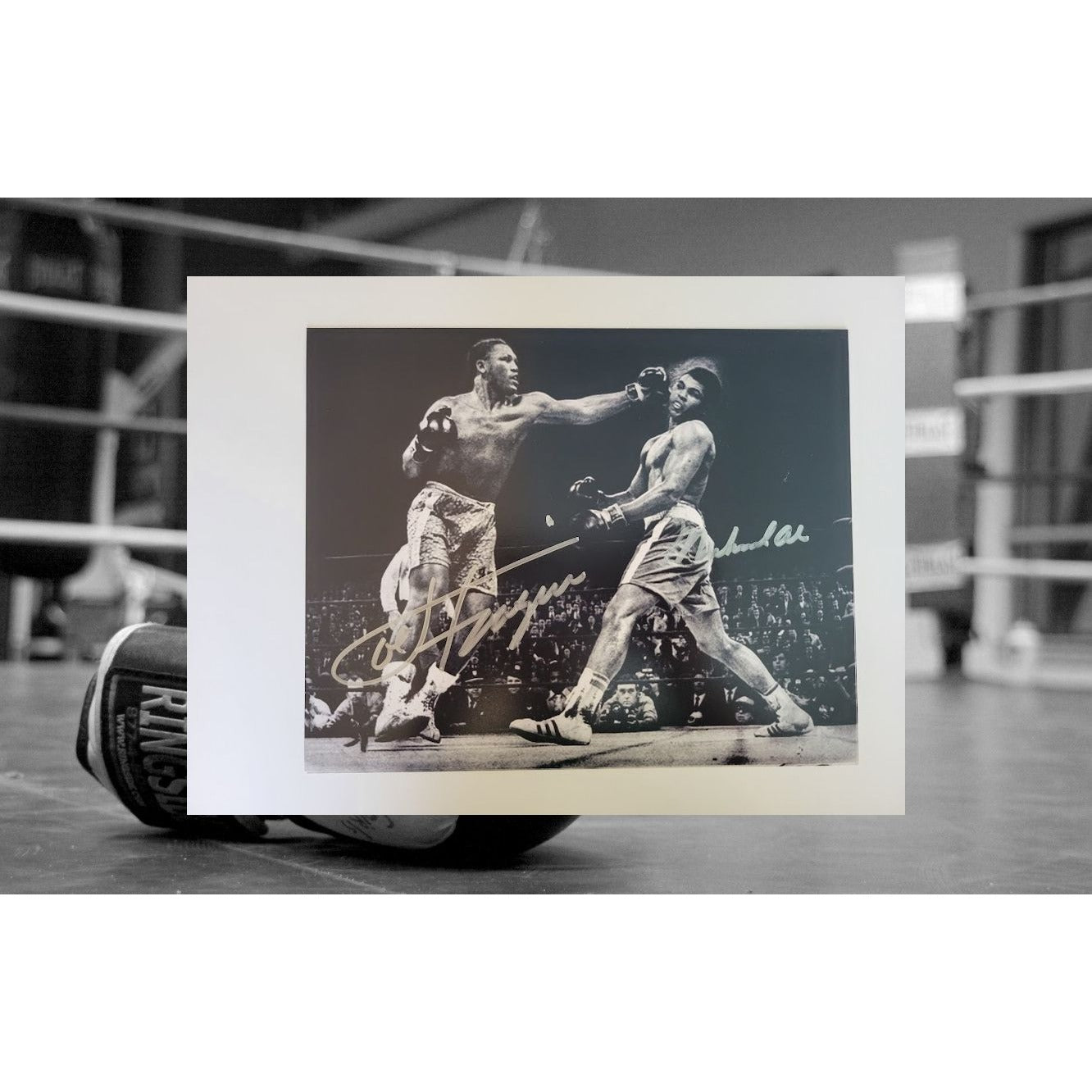 Joe Frazier and Muhammad Ali 8 x 10 photo signed with proof