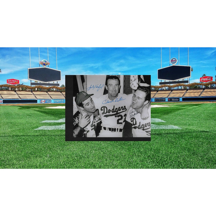 Sandy Koufax, Cloud Osteen and Don Drysdale 8 by 10 signed photo - Awesome Artifacts 