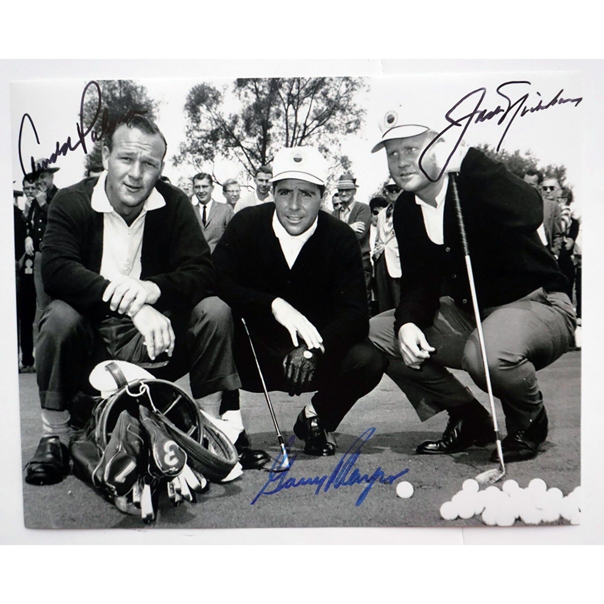 Jack Nicklaus, Arnold Palmer and Gary Player 8 by 10 signed photo with proof