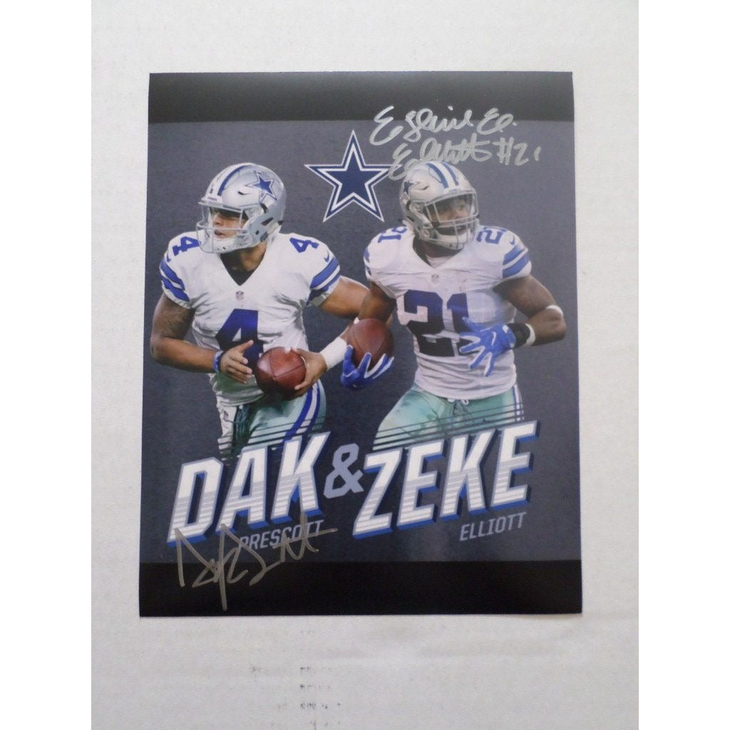 Ezekiel Elliott and Dak Prescott 8 by 10 signed photo