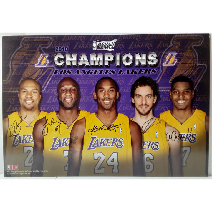 Kobe Bryant, Pau Gasol, Derek Fisher, Lamar Odom, Andrew Bynum 20x30 photo signed with proof - Awesome Artifacts 