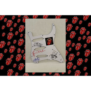 Mick Jagger Keith Richards Charlie Watts Ronnie Wood electric guitar pickguard signed with proof