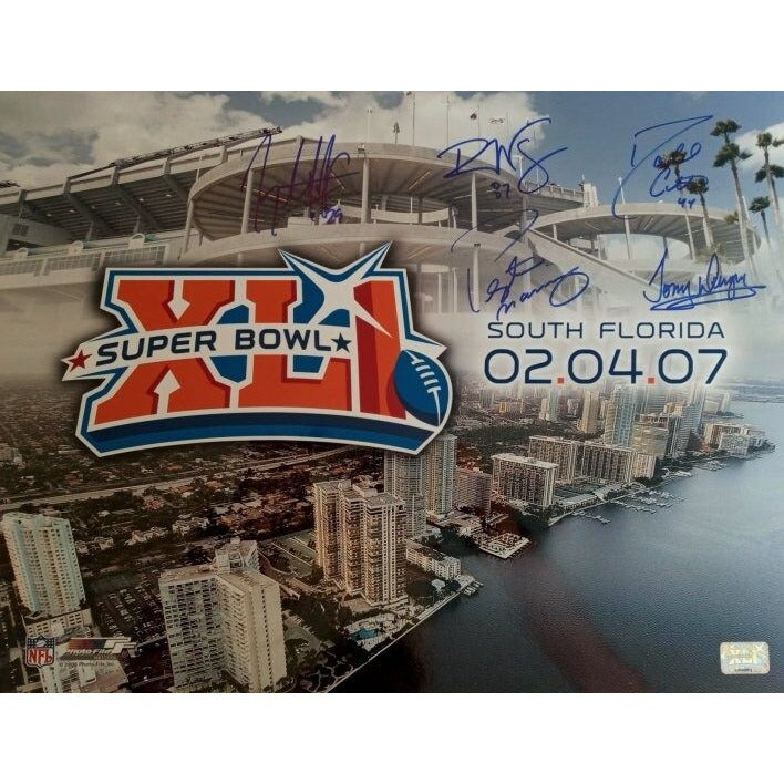 Indianapolis Colts Peyton Manning Reggie Wayne Dallas Clark Tony Dungy Joseph Addai 16 x 20 photo signed with proof