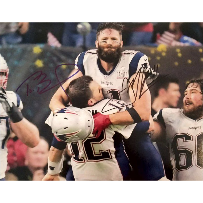 Julian Edelman and Tom Brady 8x10 photo signed with proof