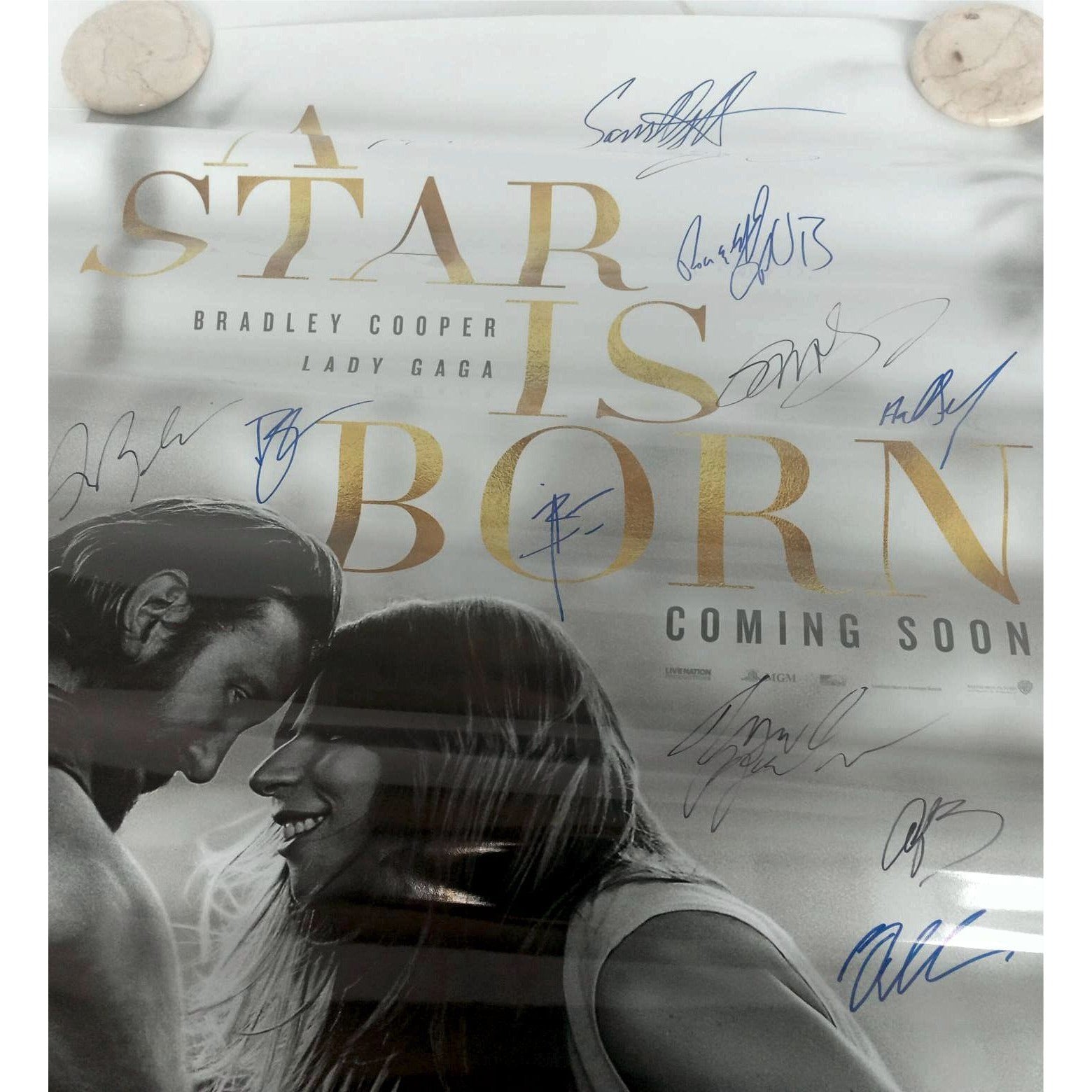 A Star is Born 24 by 36 movie poster Bradley Cooper Lady Gaga 12 sigs in all signed with proof