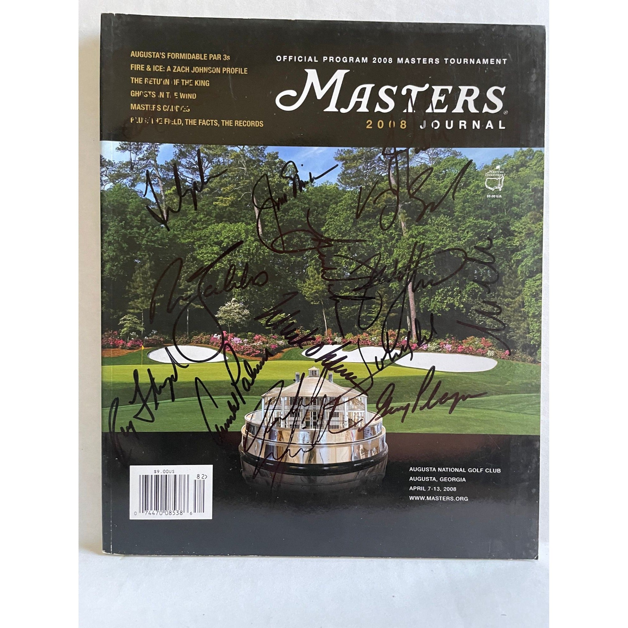 Masters Journal Arnold Palmer, Tiger Woods, Jack Nicklaus signed with proof