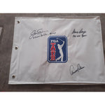 Load image into Gallery viewer, Arnold Palmer, Gary Player, Jack Nicklaus, PGA golf flag signed with proof
