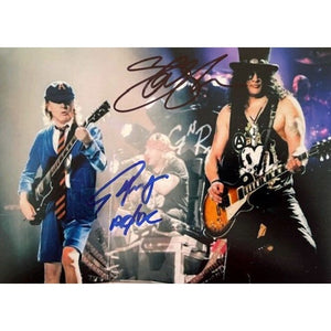 Angus Young ACDC Slash Saul Hudson Guns and Roses 5 x 7 photo signed with proof