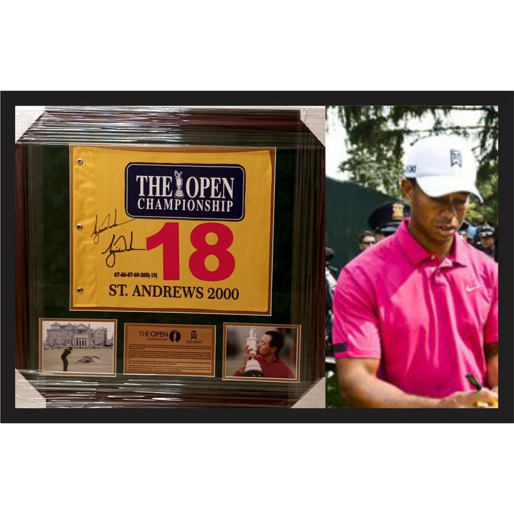 Tiger Woods 26x30 The Open Championship framed signed with proof - Awesome Artifacts 