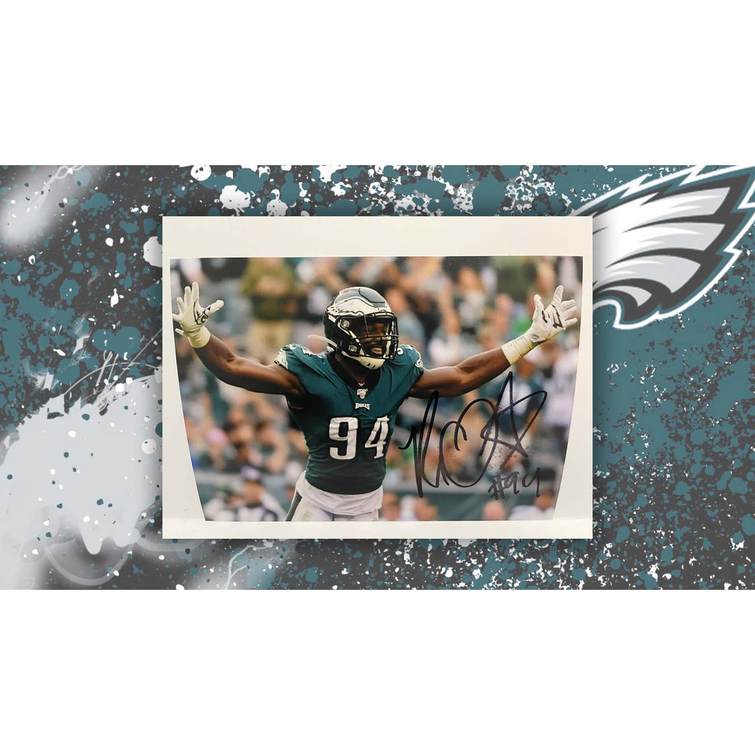 Josh Sweat Philadelphia Eagles 5x7 photo signed with proof with free acrylic frame