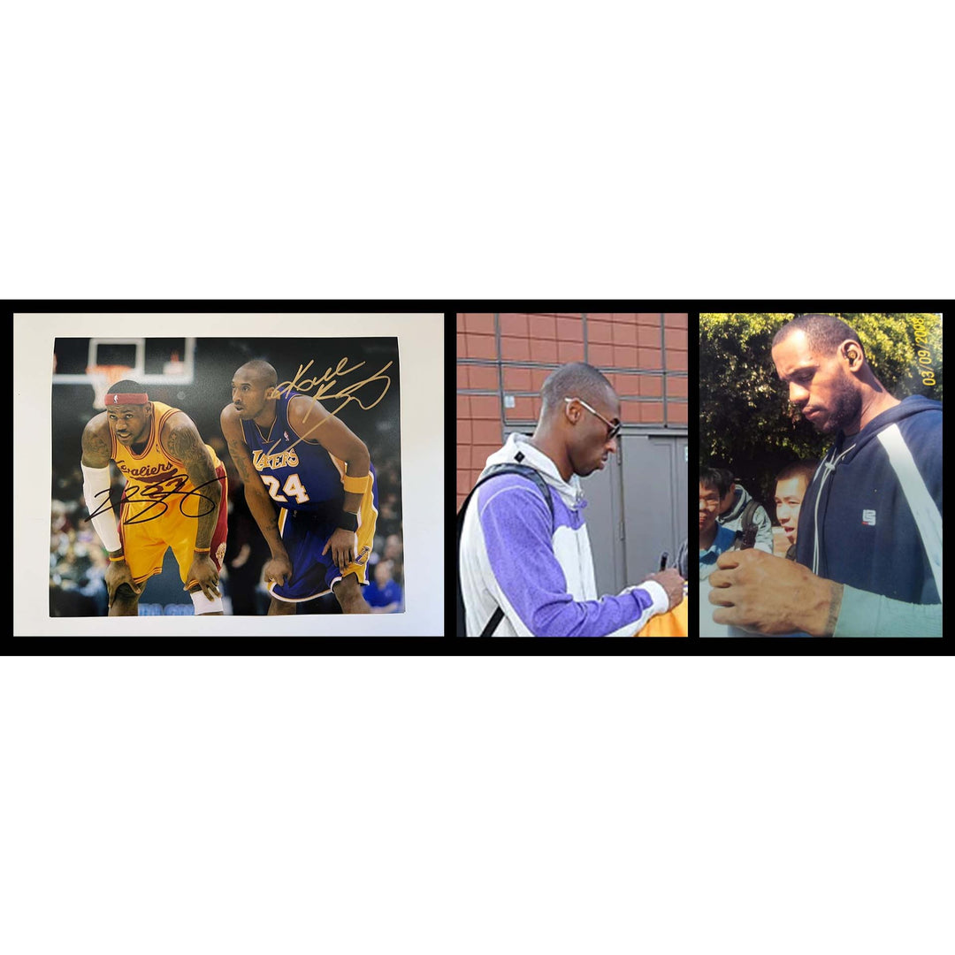 Kobe Bryant and LeBron James vintage 8x10 photo signed with proof