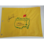 Load image into Gallery viewer, Jack Nicklaus and Tiger Woods Masters pin flag signed with proof

