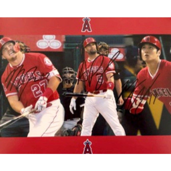 Shohei Ohtani Mike Trout Albert Pujols 8x10 signed with proof - Awesome Artifacts 