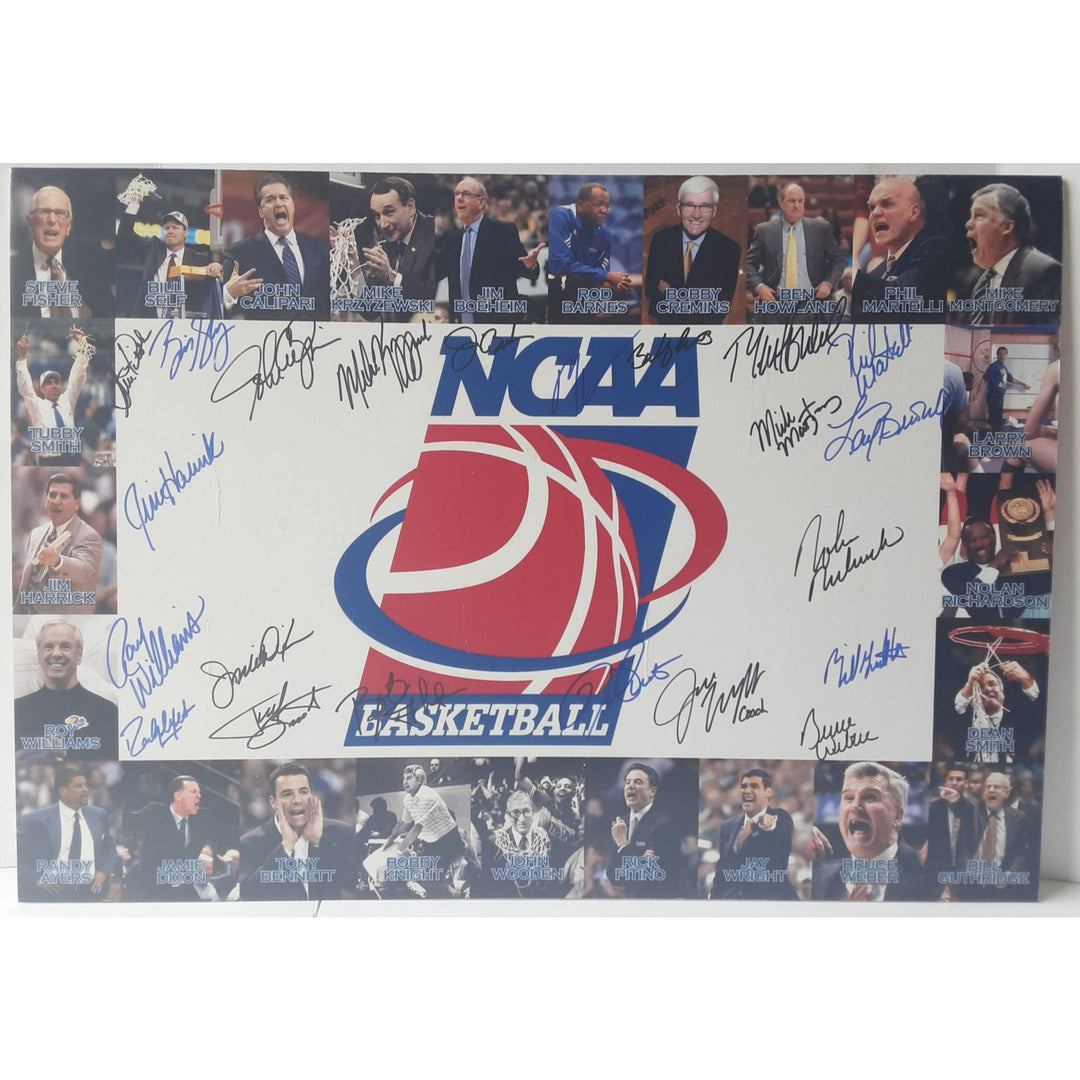 Mike Krzyzewski, Bobby Knight NCAA 24 all time great coaches signed with proof - Awesome Artifacts 