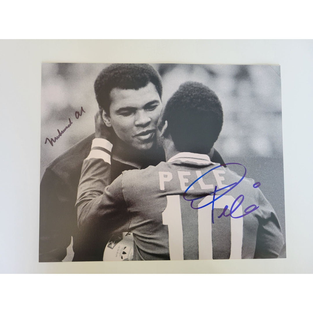 Muhammad Ali and Pele 8 x 10 photo signed with proof - Awesome Artifacts 