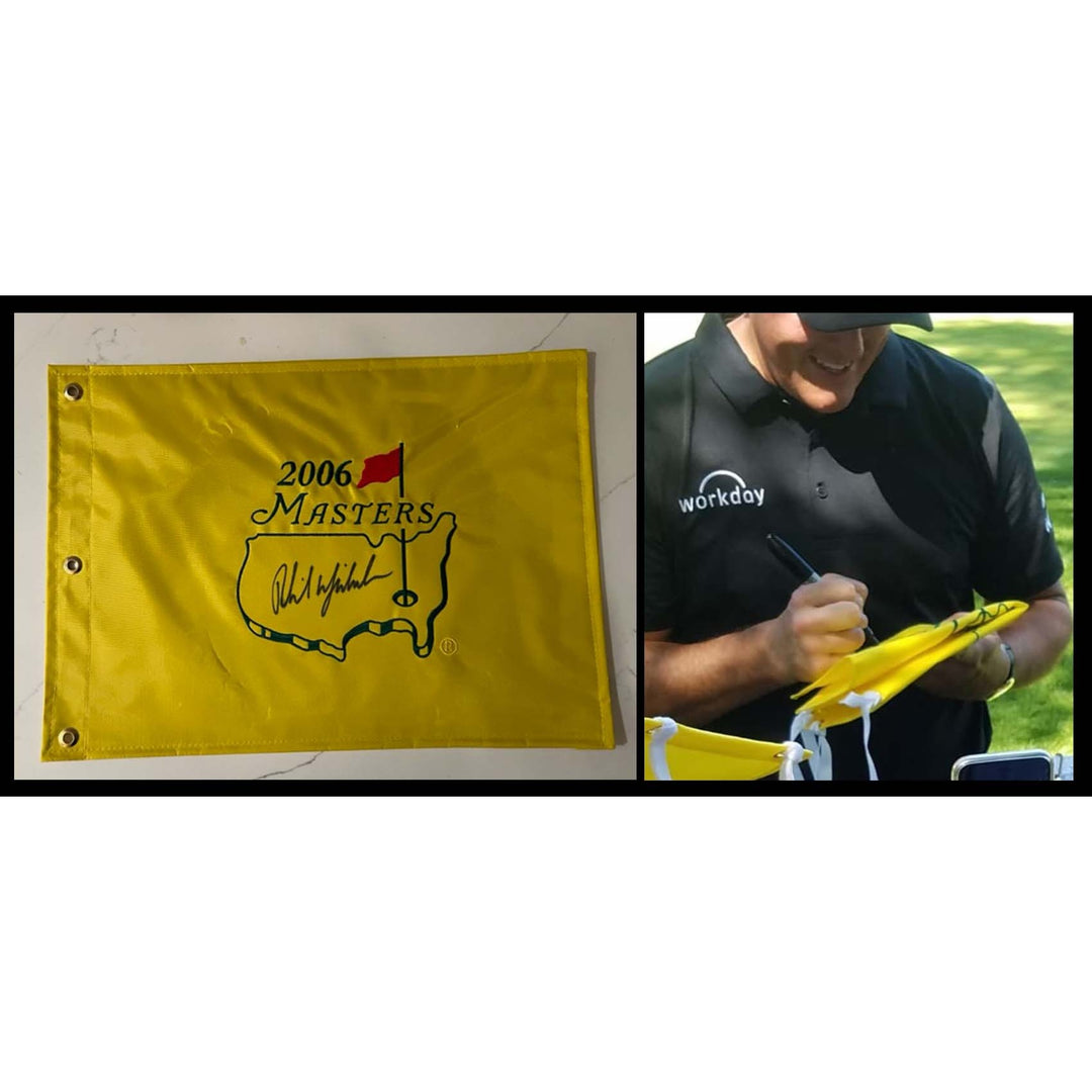 Phil Mickelson 2006 Masters Golf pin flag signed with proof