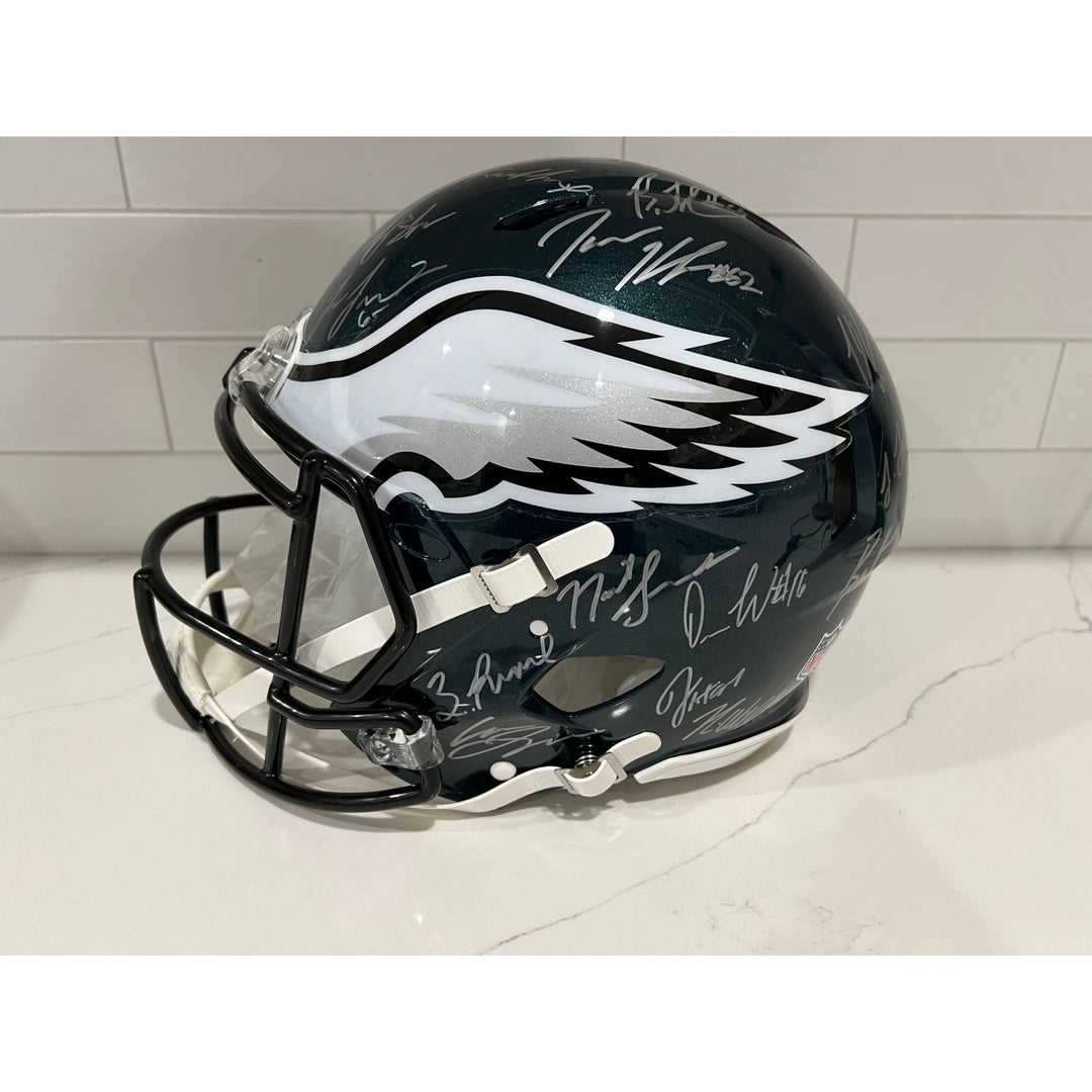 2022 Philadelphia Eagles Jalen Hurts AJ Brown Riddell Speed authentic game model helmet team signed helmet with proof