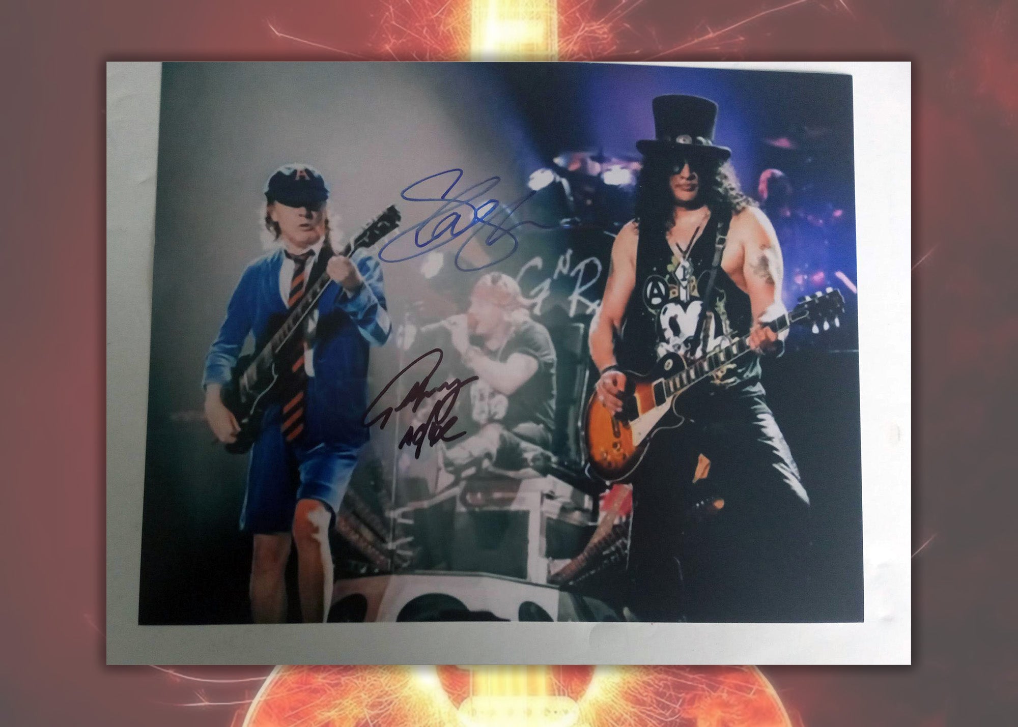 Angus Young and Saul Hudson 'Slash' 8 x 10 photo signed with proof