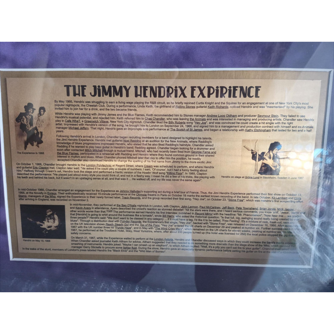 Jimi Hendrix, Mitch Mitchell, and Noel Redding The Experience signed and framed guitar