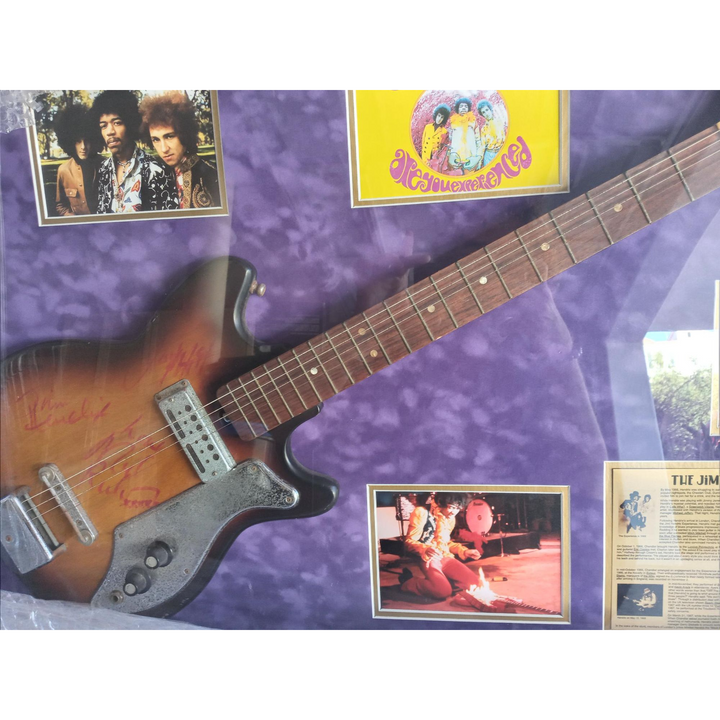 Jimi Hendrix, Mitch Mitchell, and Noel Redding The Experience signed and framed guitar