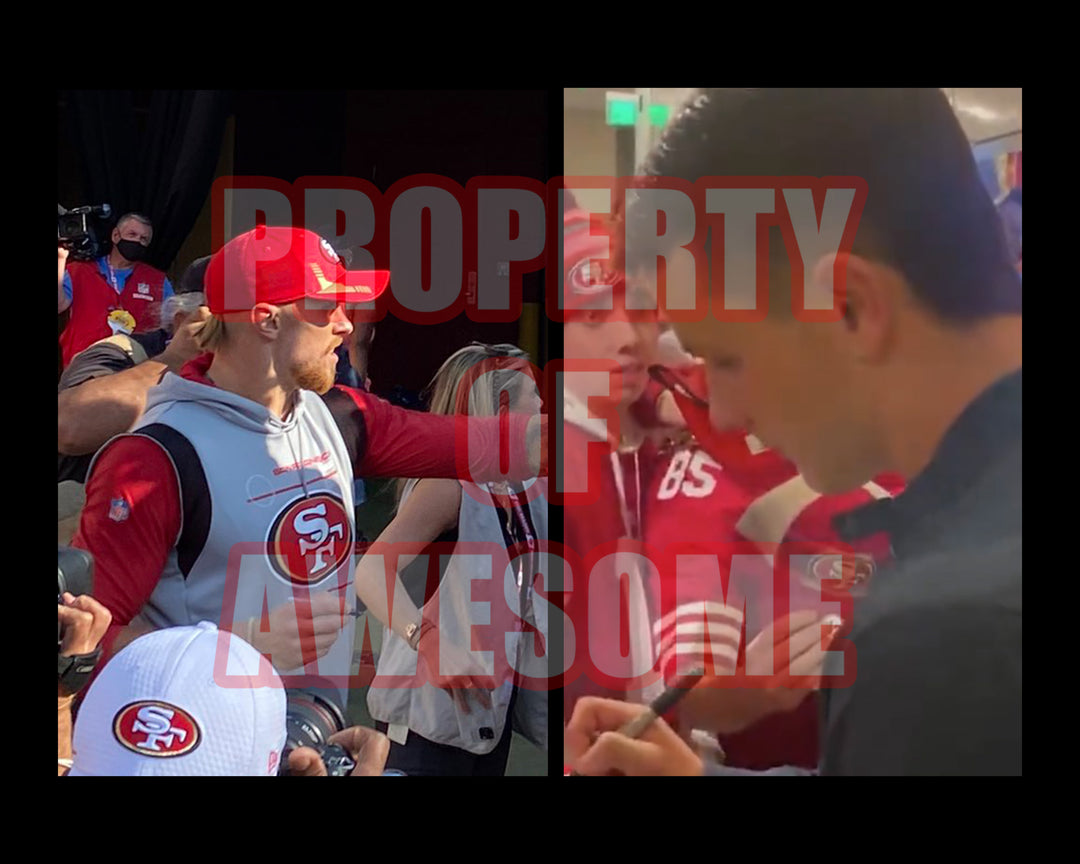 Brock Purdy, Tashaun Gibson, Elijah Mitchell, George Kittle, Charles Omenihue San Francisco 49ers 16x20 photo signed with proof