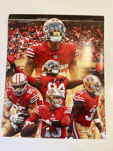 Brock Purdy, Tashaun Gibson, Elijah Mitchell, George Kittle, Charles Omenihue San Francisco 49ers 16x20 photo signed with proof