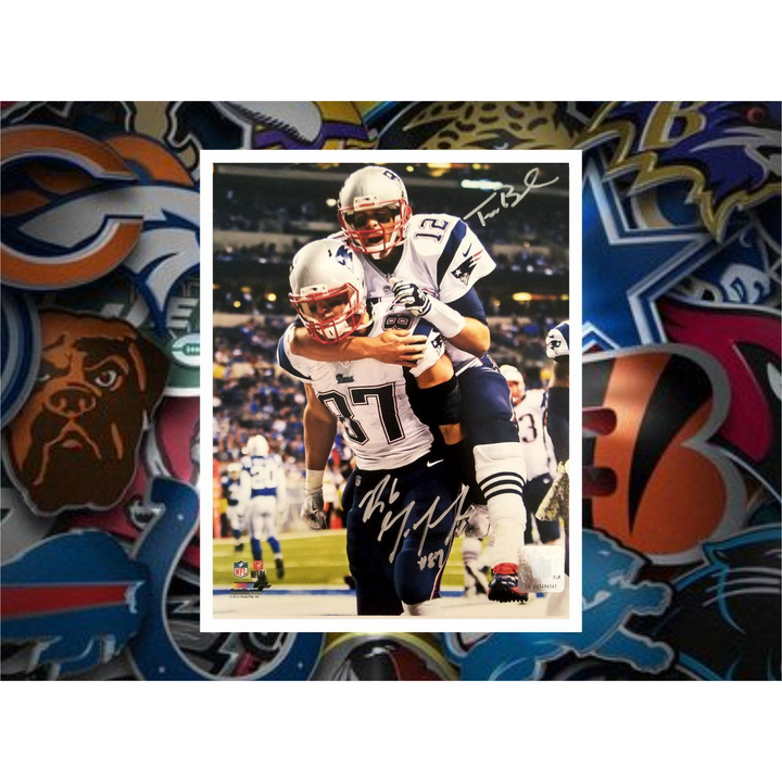 Tom Brady and Rob Gronkowski 8x10 photo sign with proof