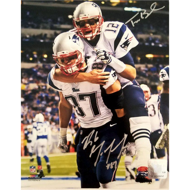 Tom Brady and Rob Gronkowski 8x10 photo sign with proof