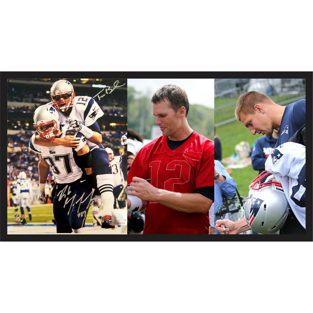 Tom Brady and Rob Gronkowski 8x10 photo sign with proof