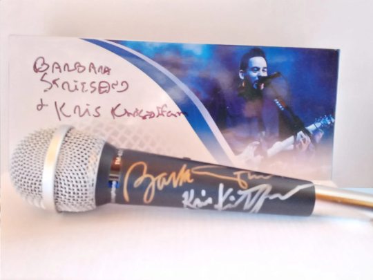Barbra Streisand and Kris Kristofferson signed microphone
