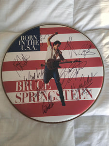 Bruce Springsteen, Clarence Clemons the E Street Band 14 inch drum head signed with proof