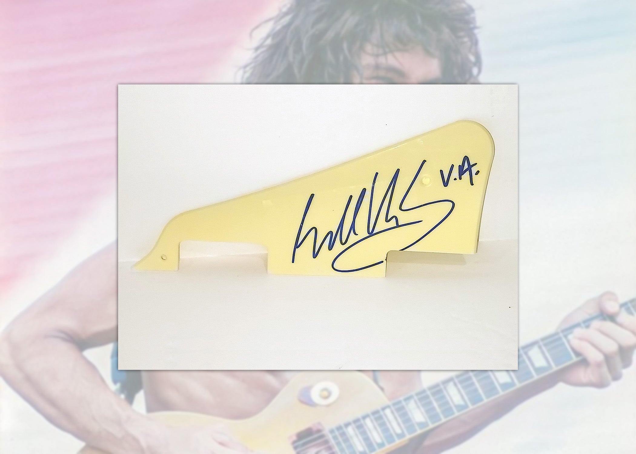 Eddie Van Halen Les Paul electric guitar pickguard signed with proof