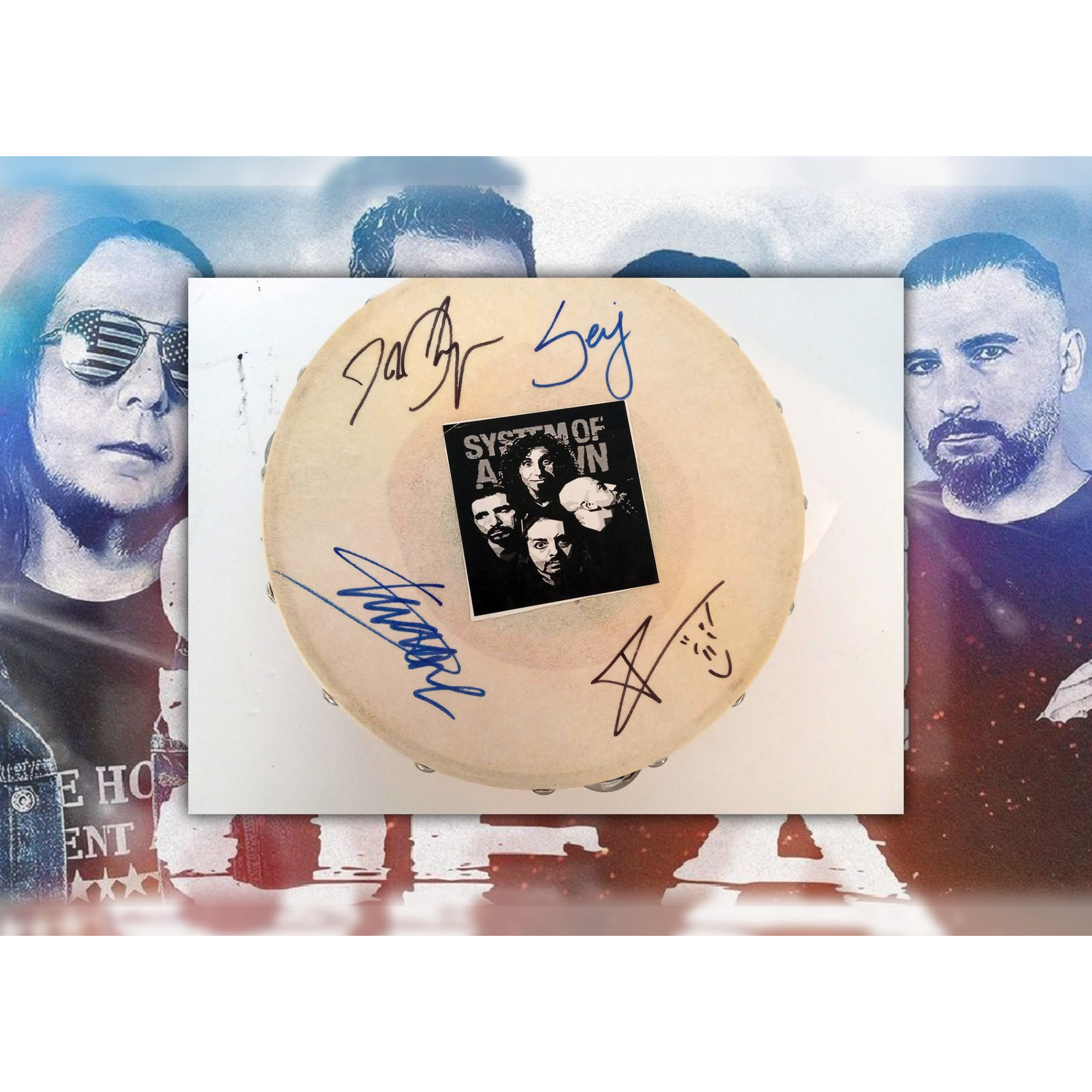 System of a Down 10-in tambourine signed with proof