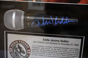 Eddie Vedder Pearl Jam signed and framed microphone signed with proof