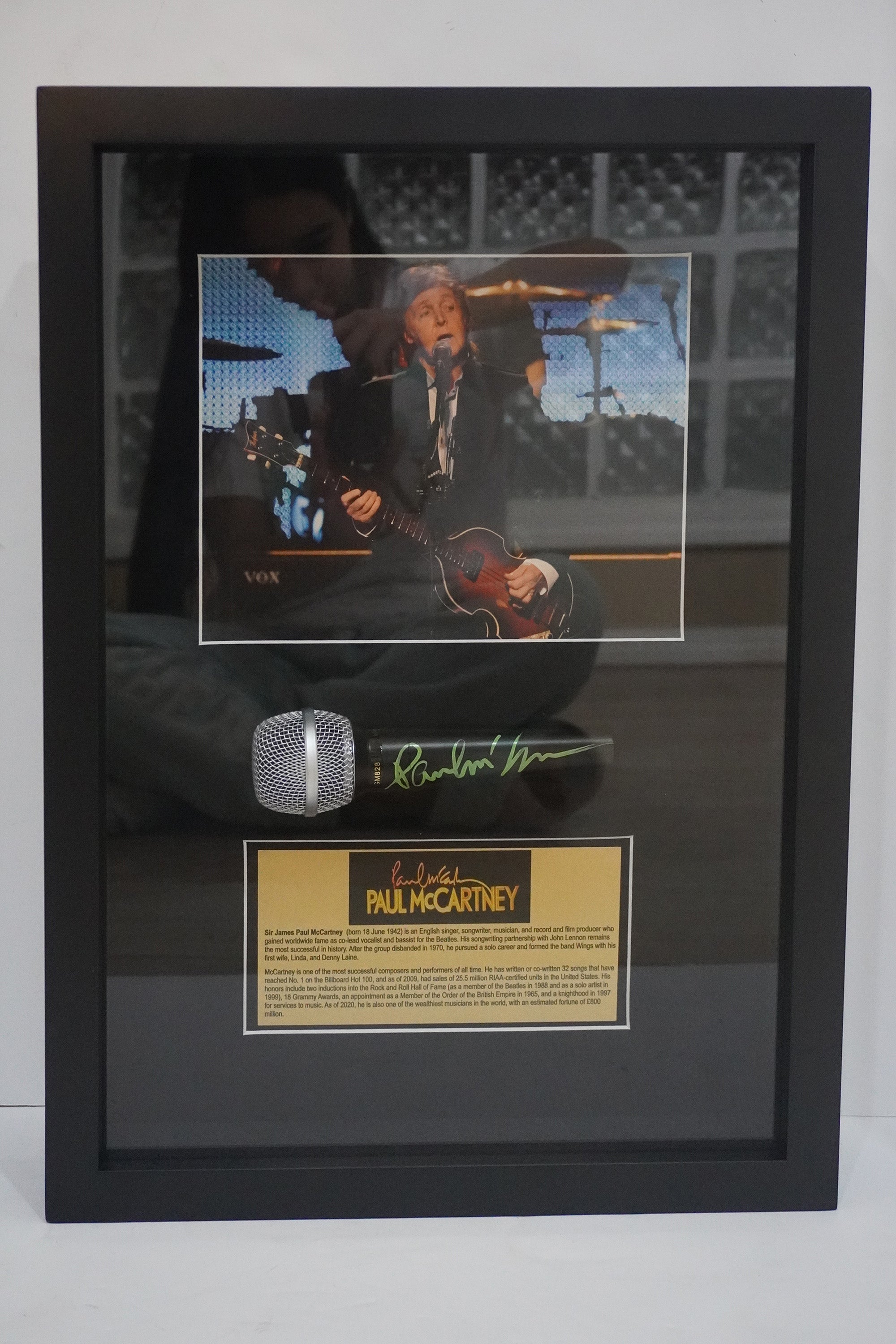 Paul McCartney, The Beatles, signed microphone framed with proof