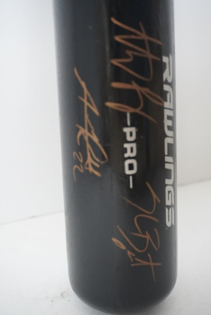 Chicago Cubs Anthony Rizzo, Addison Russell, Kris Bryant big stick bat signed with proof