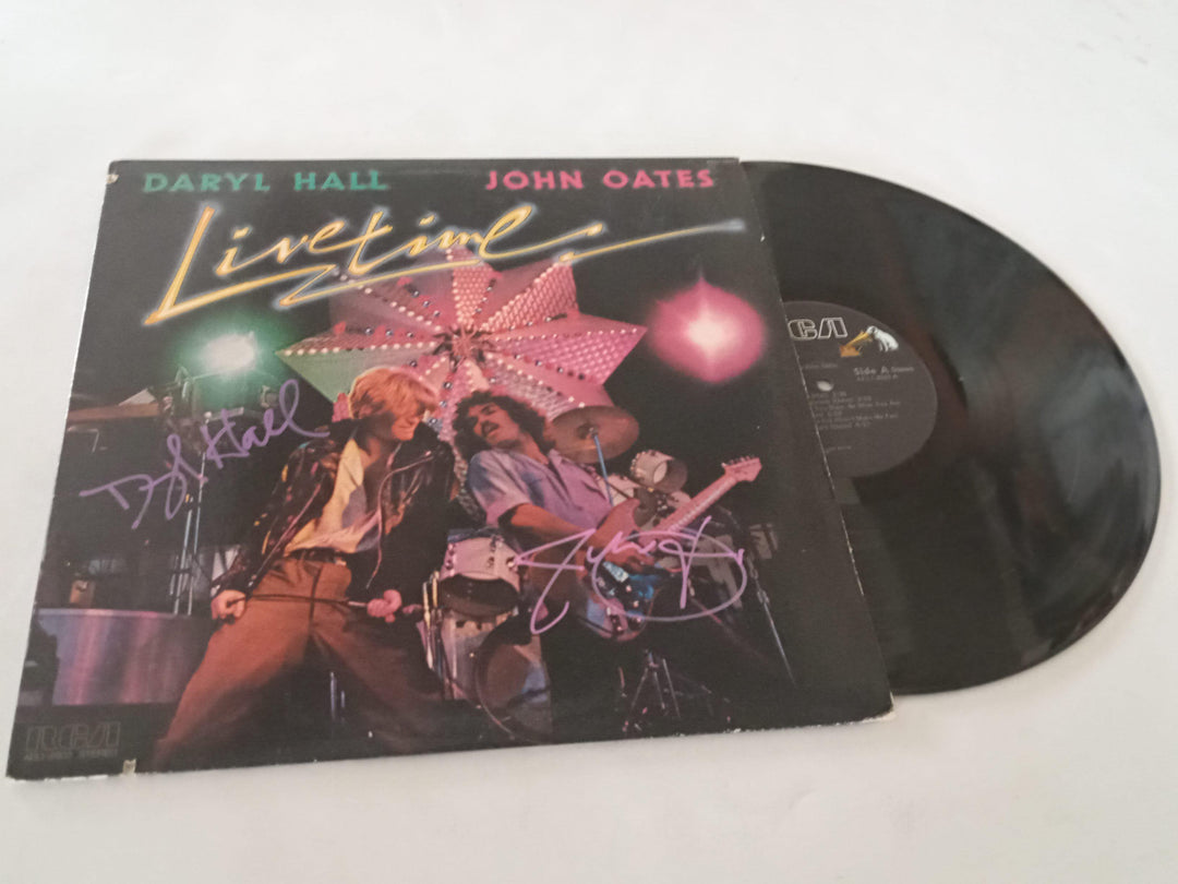 Daryl Hall and John Oates 'Live Time' LP signed with proof