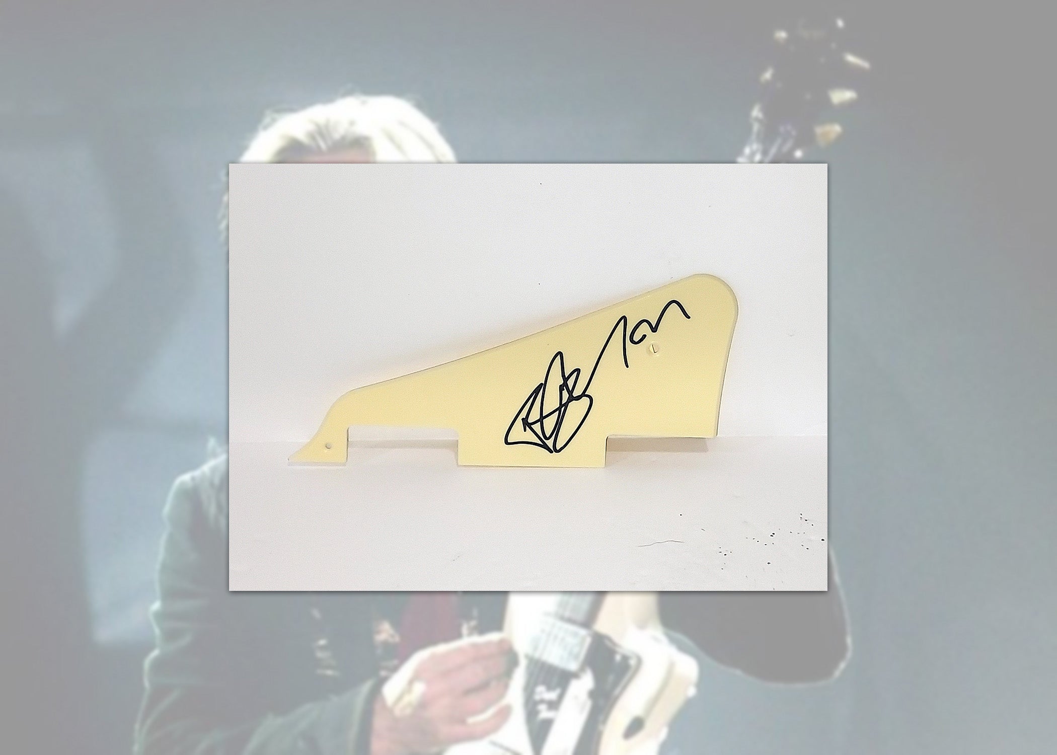 David Bowie Les Paul electric guitar pickguard signed with proof