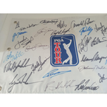 Load image into Gallery viewer, 27 PGA golf champions Jack Nicklaus Arnold Palmer Tiger Woods golf pin flag signed with proof

