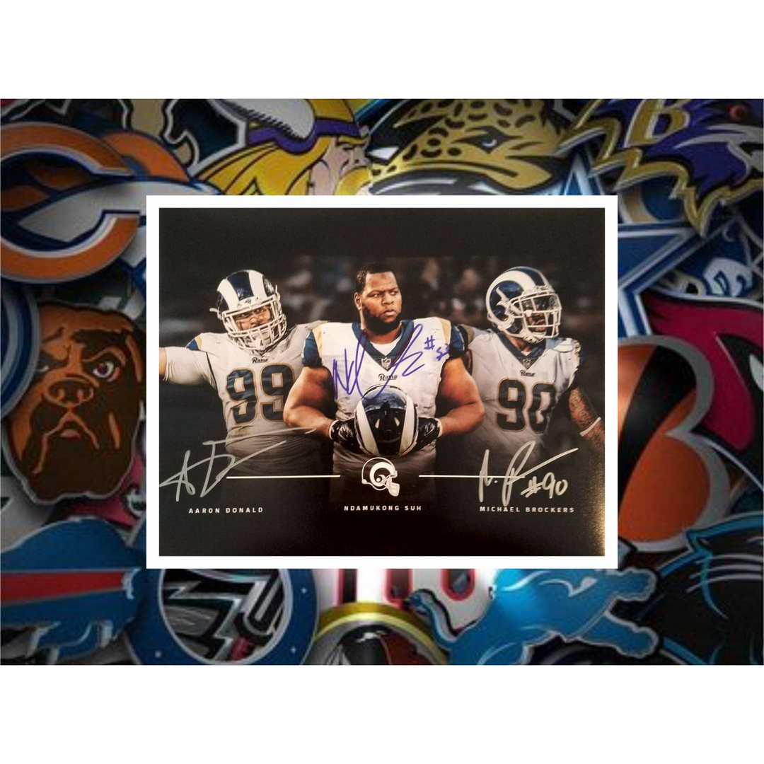 Aaron Donald Nadamukong Suh Michael Brockers Los Angeles Rams 8x10 photo signed