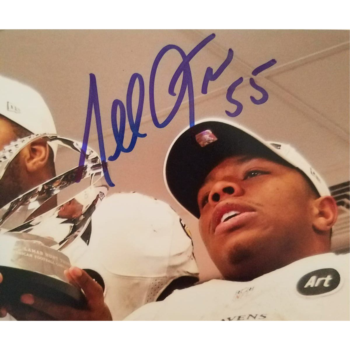 Baltimore Ravens Ray Lewis Terrell Suggs Ray Rice 8x10 photo signed