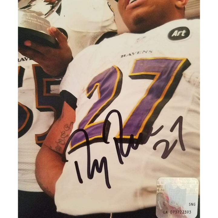 Baltimore Ravens Ray Lewis Terrell Suggs Ray Rice 8x10 photo signed