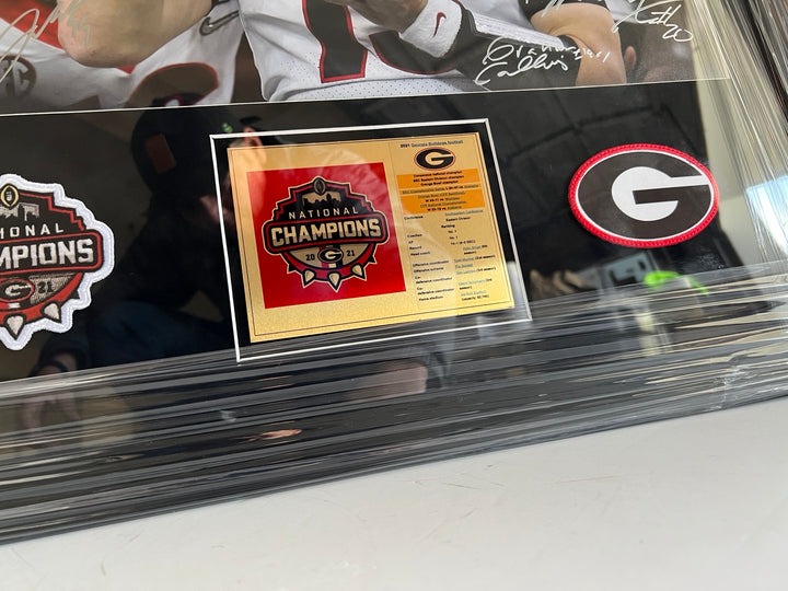 Stetson Bennett, Kirby Smart Georgia Bulldogs national champions framed 16x20 team signed photo with proof