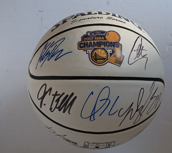 Golden State Warriors 2017-18 NBA champs Stephen Curry, Klay Thompson Kevin Durant team signed basketball with free proof with free case